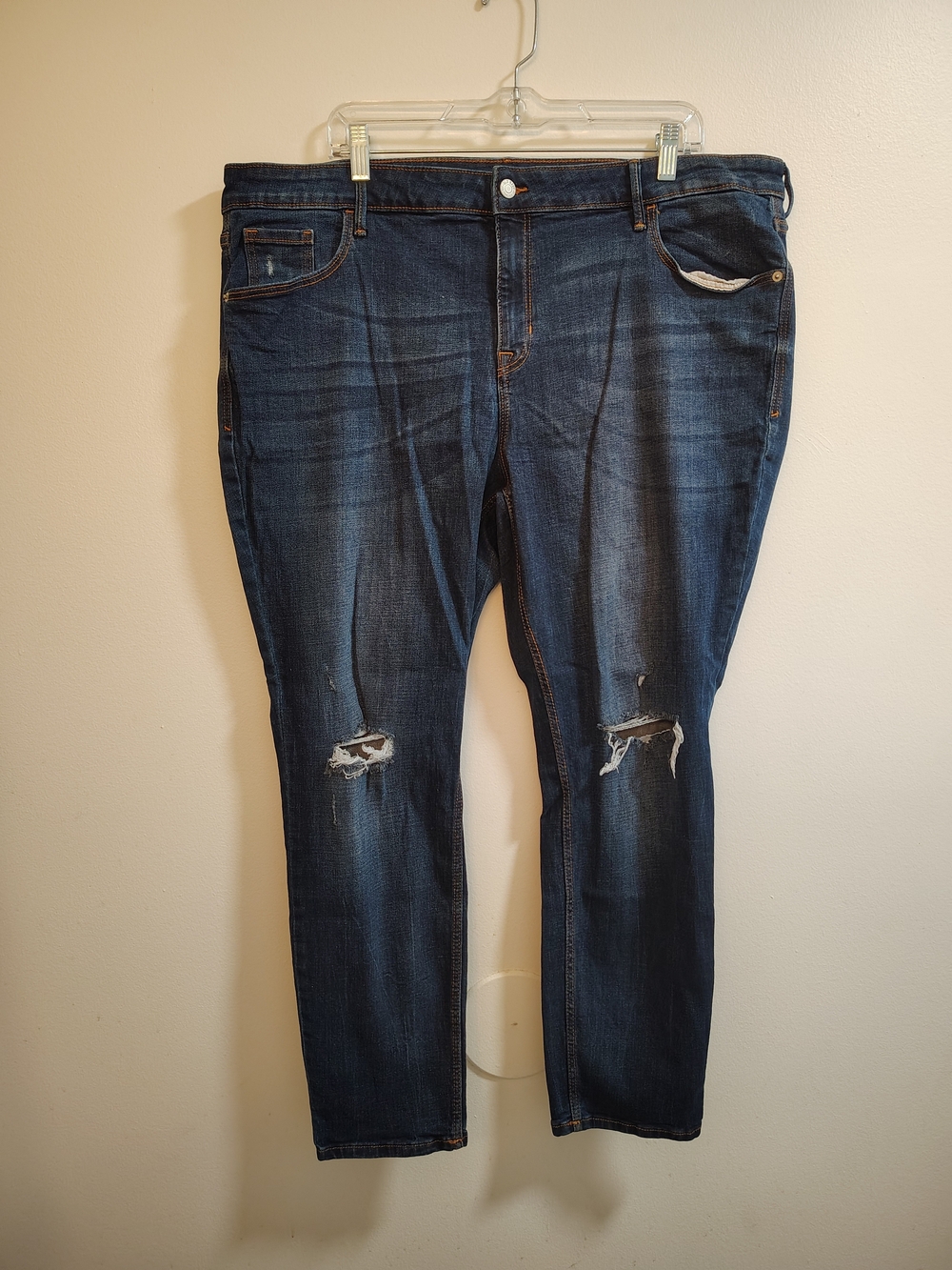 Old Navy Women's Dark Blue Ripped Rockstar Super Skinny Jeans